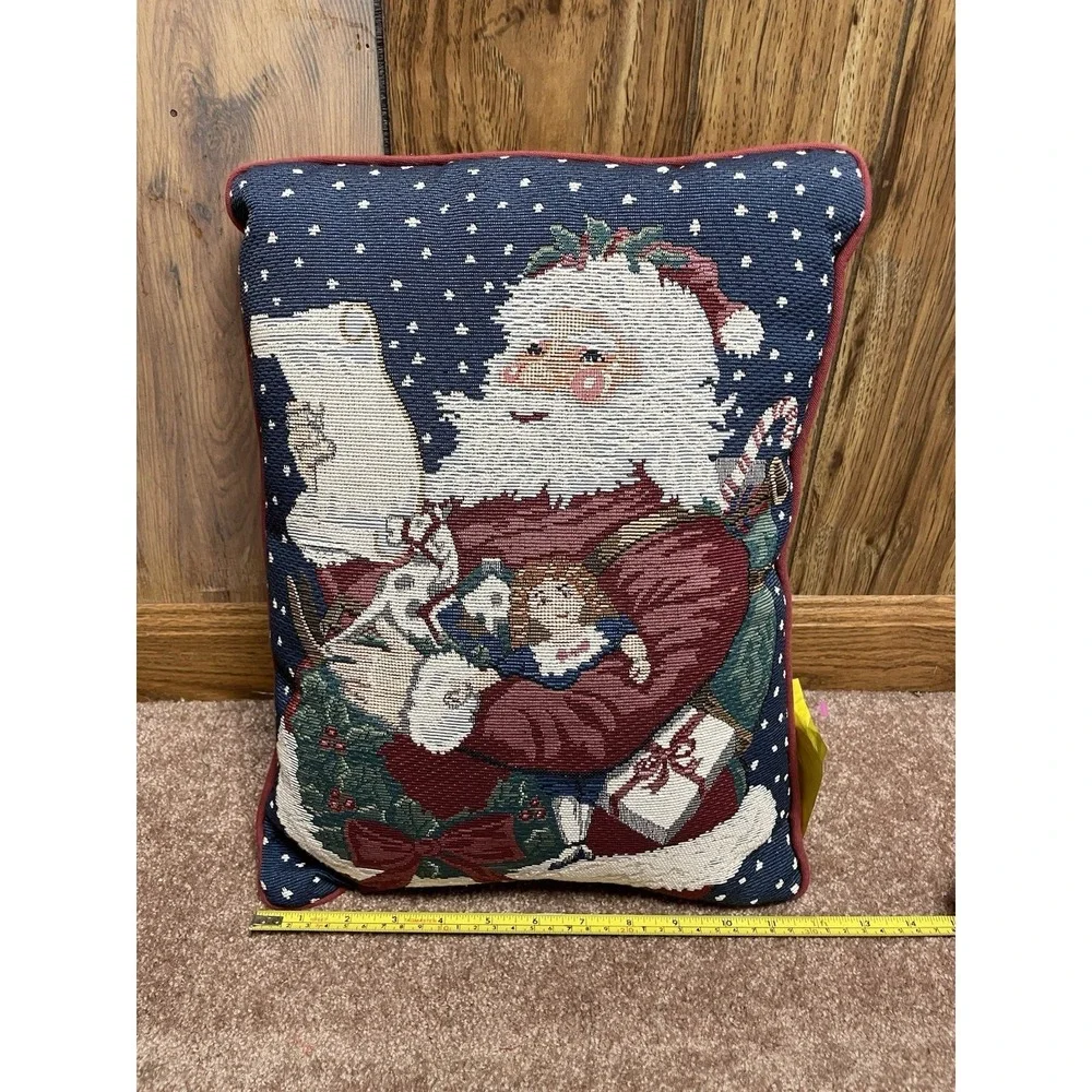 Riverdale Christmas Tapestry Santa Claus List Throw Pillow 15x11